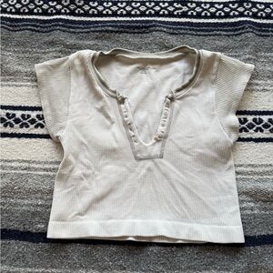 Urban Outfitters Grey/White For Gold Cropped Top Size Medium/Large